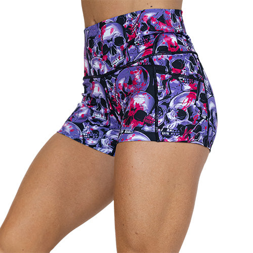 Shadow Skulls Shorts  Workout Shorts for Women – Constantly