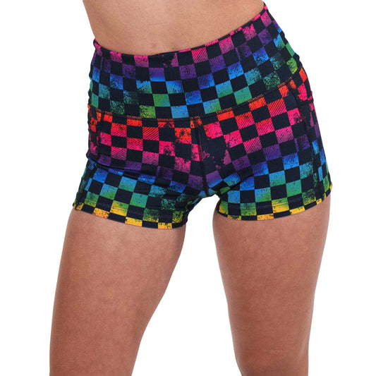 2.5 inch rainbow checkers shorts