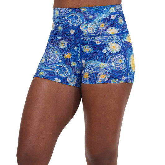 starry night patterned shorts