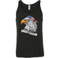 black unisex shirt with a graphic of an eagle on it with the saying "Ameri-caaaaw"