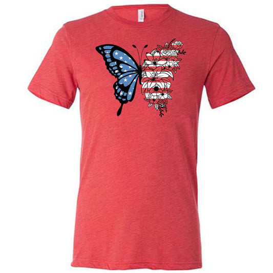 red American Flag Butterfly Unisex Shirt