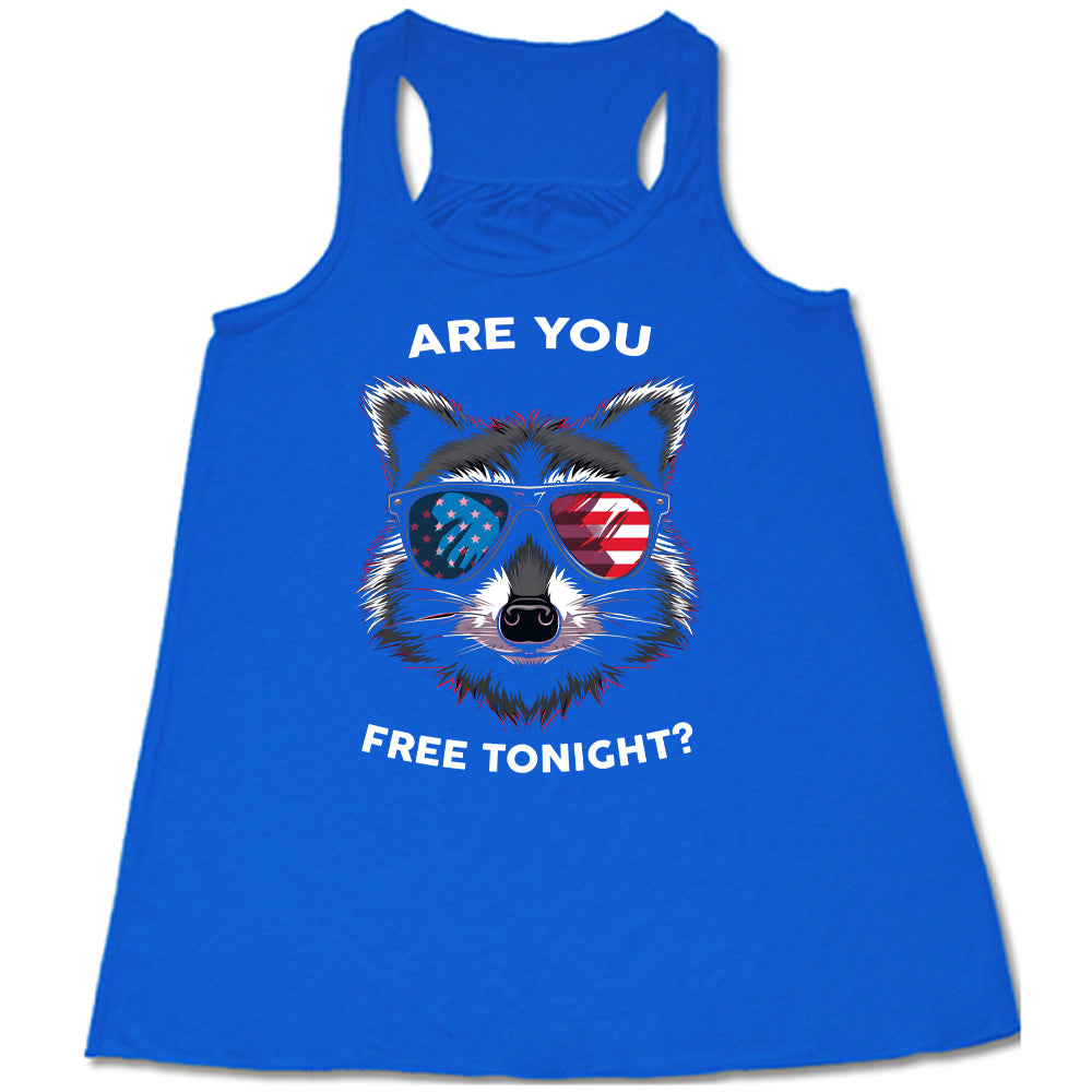 blue Are You Free Tonight Raccoon Tank Top