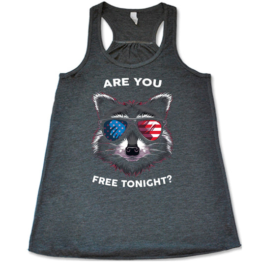 grey Are You Free Tonight Raccoon Tank Top