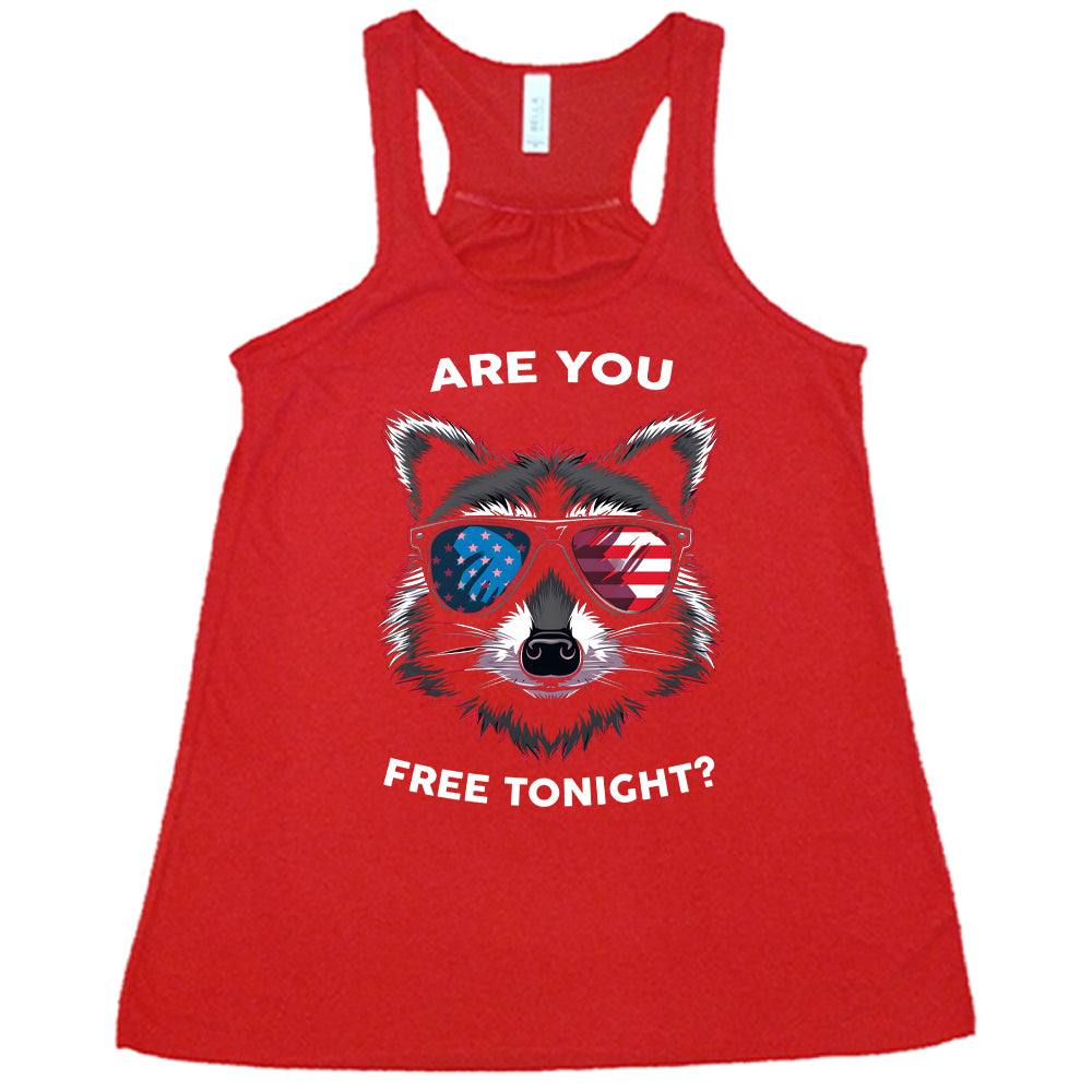 red Are You Free Tonight Raccoon Tank Top