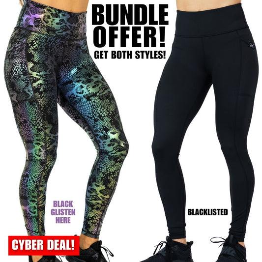 legging bundle with the multicolored snakeskin and black leggings included