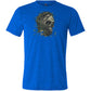 blue shirt with a tree skull graphic in the middle