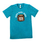 teal shirt with the text "Burn Baby Burn" on it