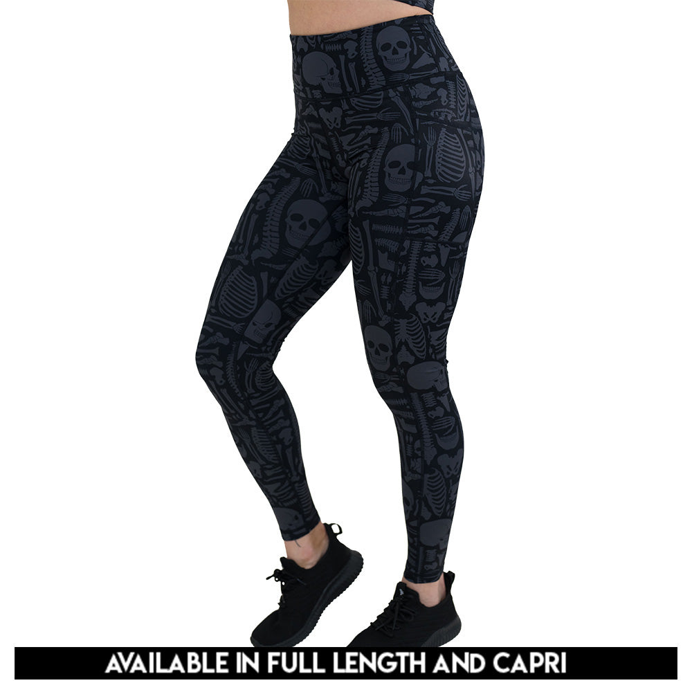 bone anatomy patterned leggings available in capri and full length