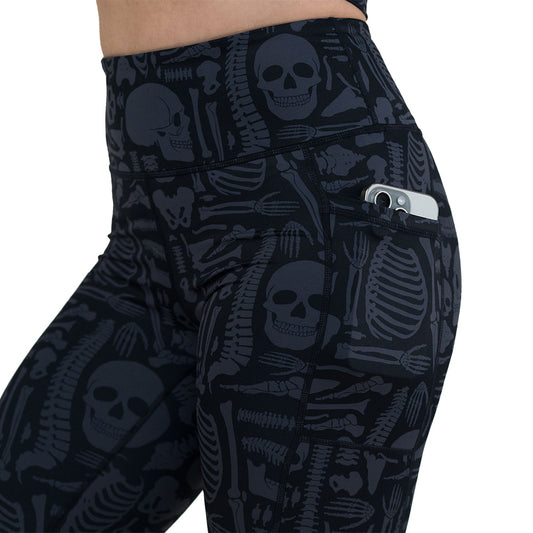 side pocket on the bone anatomy patterned leggings