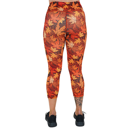 back of the fall leaves patterned leggings