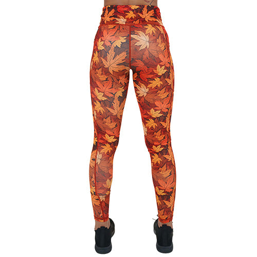 back of the fall leaves patterned leggings