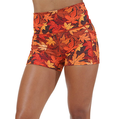 2.5 inch fall leaves patterned shorts