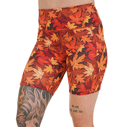 7 inch fall leaves patterned shorts