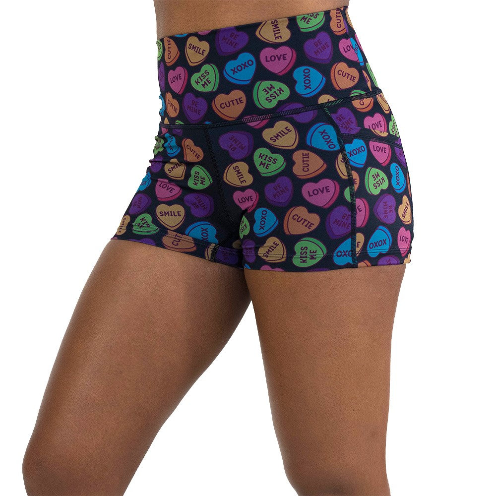 2.5 inch valentine heart candy print shorts