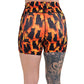 back of the 5 inch black cats patterned shorts