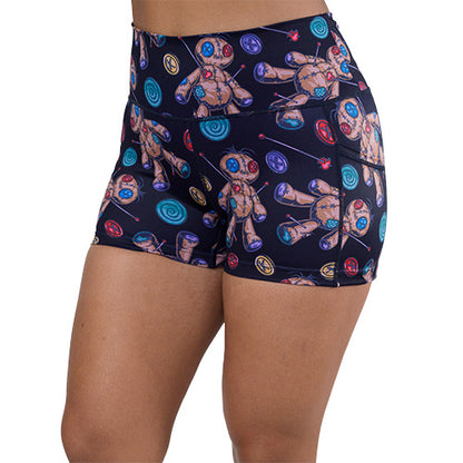 2.5 inch black voodoo doll patterned shorts