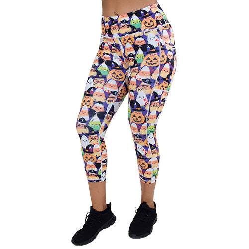 capri length halloween candy corn patterned leggings