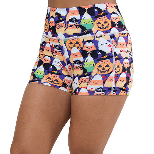 2.5 inch halloween candy corn patterned shorts