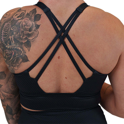 back of the black sports bra