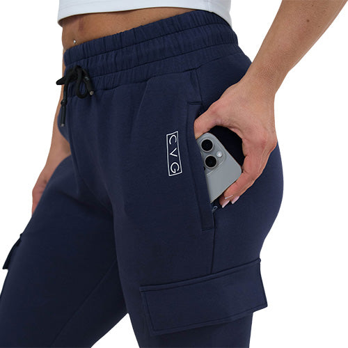 side pocket on the navy blue joggers