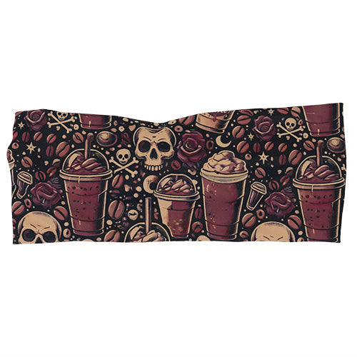 coffee and skull print headband