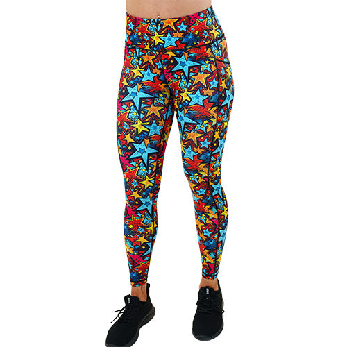 full length comic book stars patterned leggings