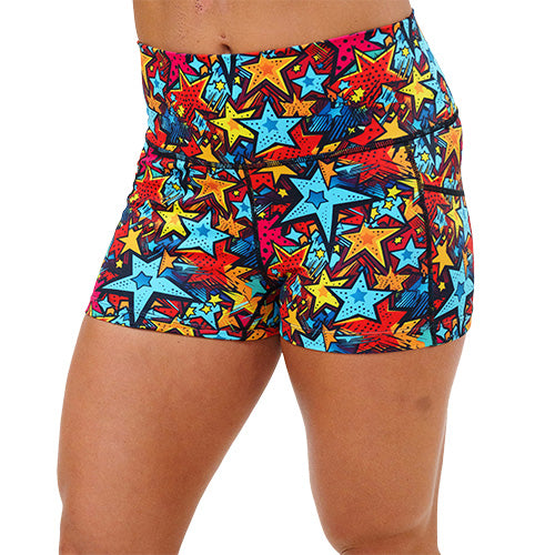 2.5 inch comic book stars patterned shorts