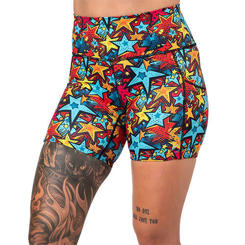 5 inch comic book stars patterned shorts