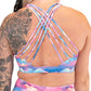 back of the cloud patterned sports bra