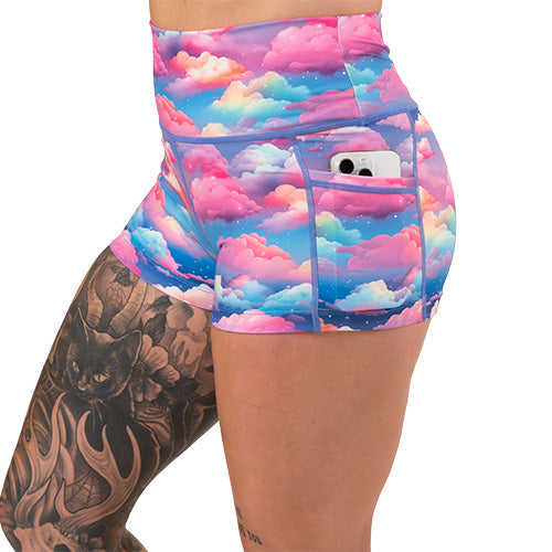 side pocket on the cloud patterned shorts