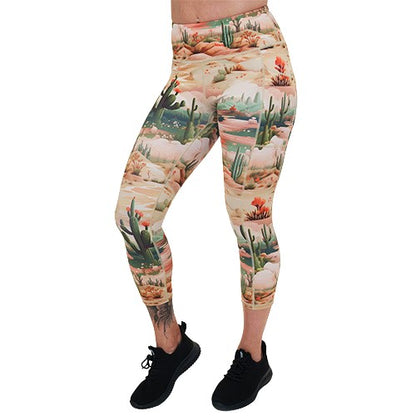 capri length desert patterned leggings