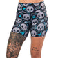 5 inch blue hearts and skulls patterned shorts 