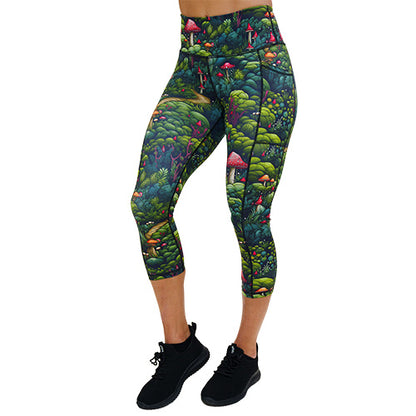 capri length enchanted forest themed leggings