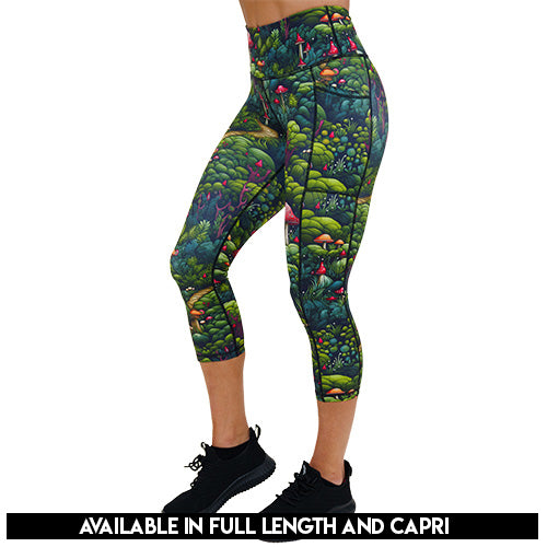 enchanted forest themed leggings available in capri and full length