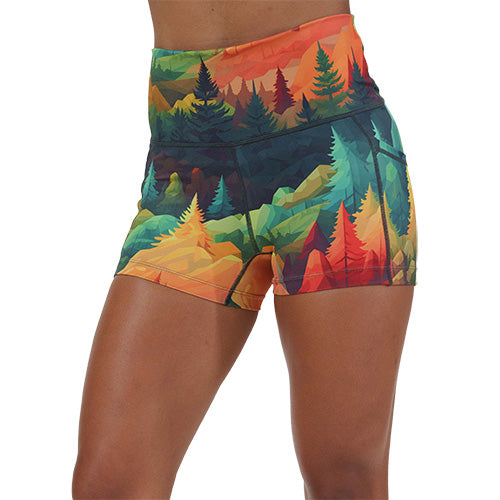 2.5 inch fall forest patterned shorts