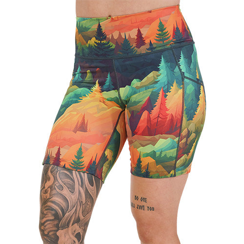 7 inch fall forest patterned shorts