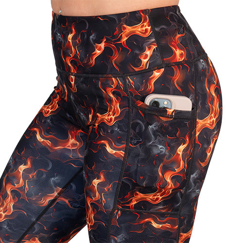 side pocket on the flame print leggings