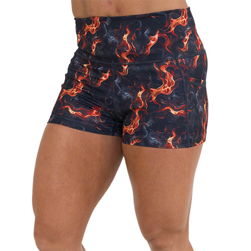 2.5 inch flame print shorts