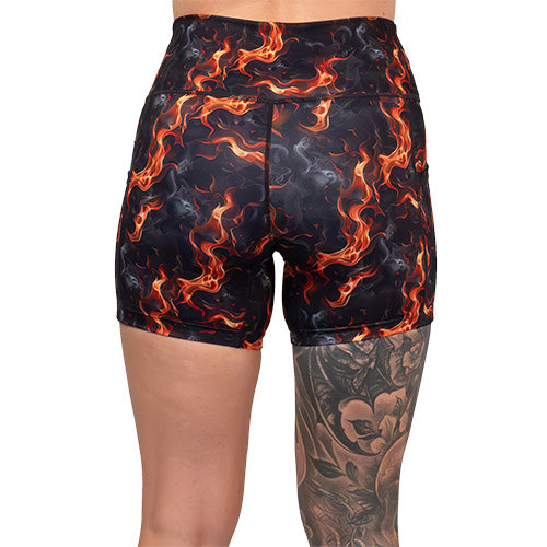 back of the flame print shorts