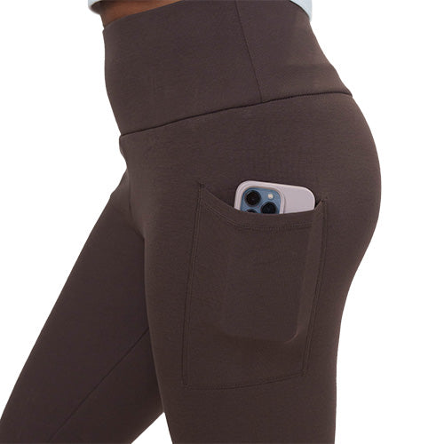 side pocket on the brown fleece leggings