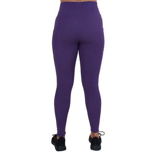 back of the purple fleece leggings