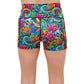 back of the 2.5 inch floral swirl patterned shorts