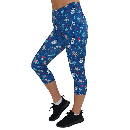 tropical Christmas patterned leggings