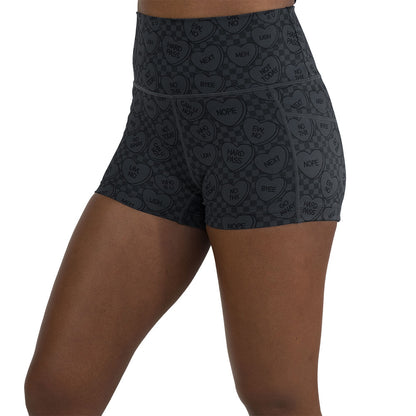 2.5 inch black and grey heart patterned shorts