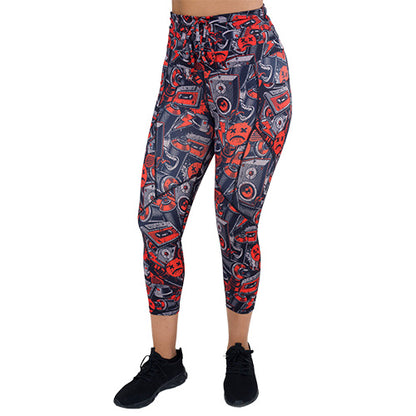 capri length graffiti patterned leggings