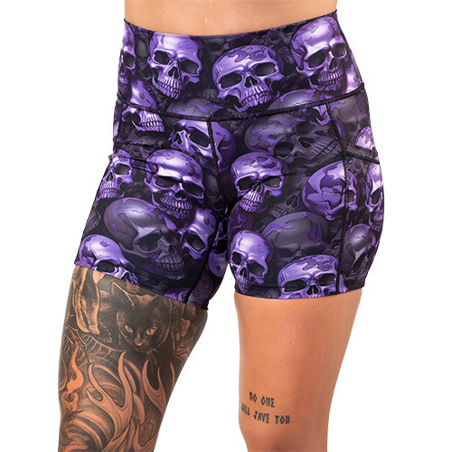 5 inch purple skull patterned shorts