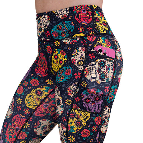 side pocket on the sugar skull patterned leggings