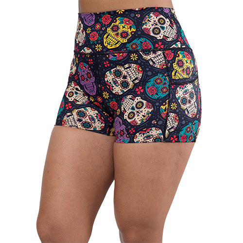 2.5 inch sugar skull patterned shorts