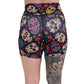 back of the 5 inch sugar skull patterned shorts