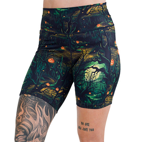 7 inch spooky forest themed shorts